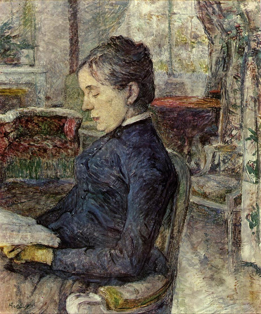 Comtesse a. de Toulouse-Lautrec in the Salon at Malrome, vintage artwork by Henri de Toulouse-Lautrec, 12x8" (A4) Poster