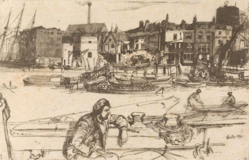 Black Lion Wharf, vintage artwork by James Abbott McNeill Whistler, 12x8" (A4) Poster