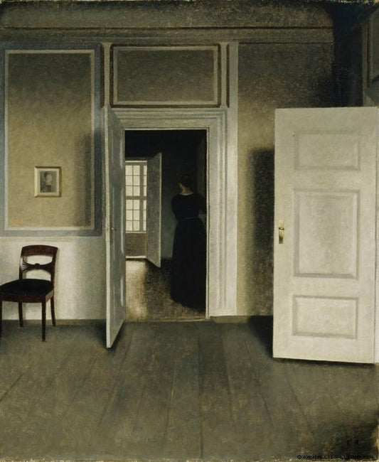 Interior from the Home of the Artist, vintage artwork by Vilhelm Hammershøi, 12x8" (A4) Poster