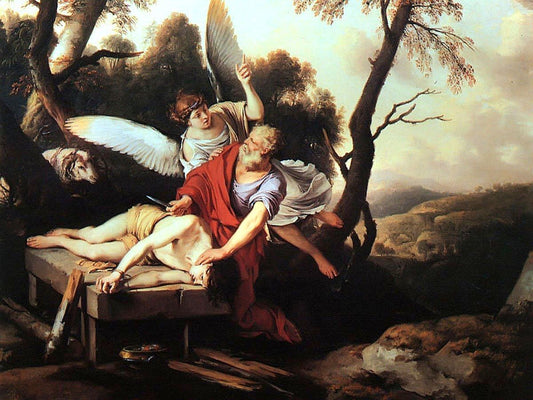 Abraham Sacrificing Isaac, vintage artwork by Laurent de La Hyre, 12x8" (A4) Poster