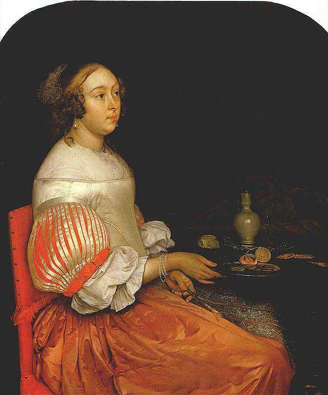 Young Lady at her Breakfast, vintage artwork by Eglon Hendrick van der Neer, 12x8" (A4) Poster