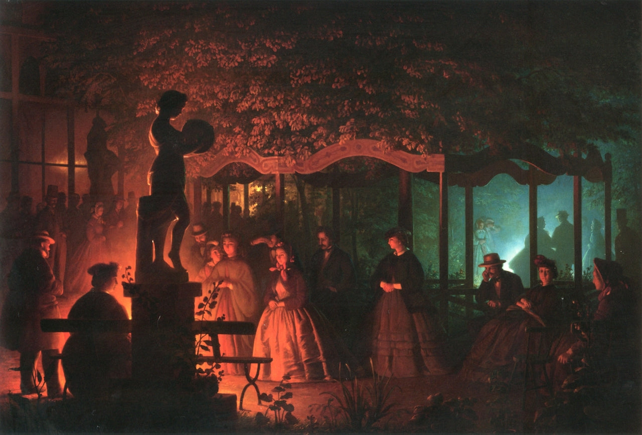 Soiree de feux de Bengale au Vaux-Hall, Parc de Bruxelles, vintage artwork by Petrus van Schendel, A3 (16x12") Poster Print