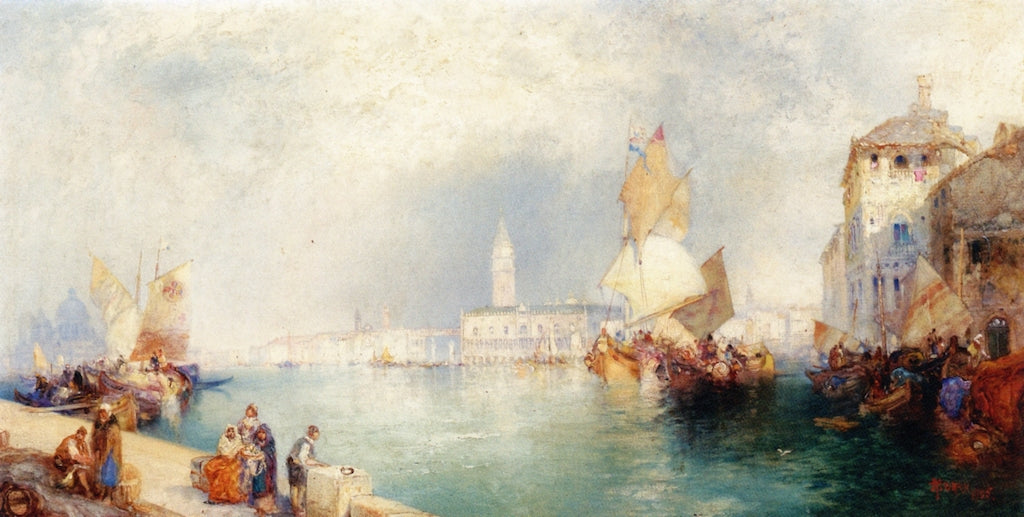 Canal in Venice, vintage artwork by Thomas Moran, 12x8" (A4) Poster