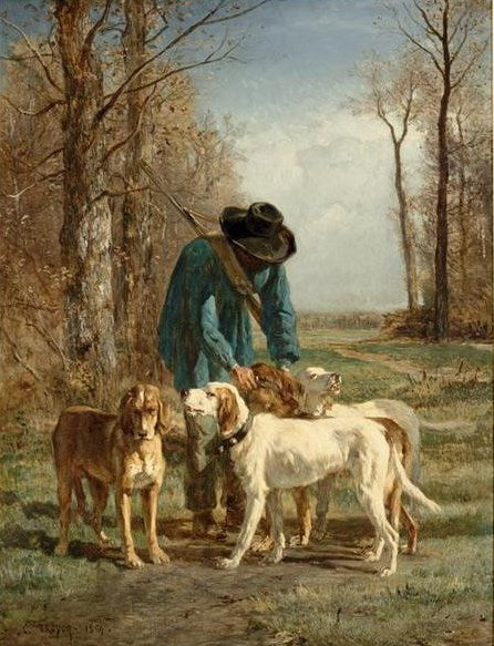 Gamekeeper and His Dogs, vintage artwork by Constant Troyon, A3 (16x12") Poster Print
