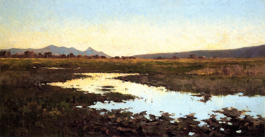 Marsh at Sunset, vintage artwork by Amedee Joullin, 12x8" (A4) Poster