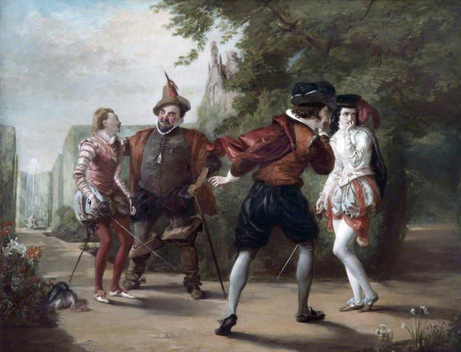The Duel Scene from 'Twelfth Night' by  William Shakespeare, vintage artwork by William Powell Frith, A3 (16x12") Poster Print