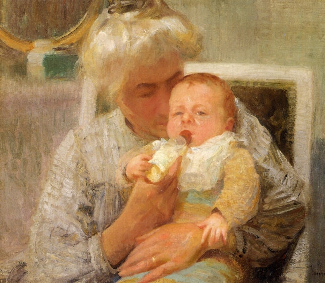 The Baby 's Bottle, vintage artwork by Robert Vonnoh, 12x8" (A4) Poster
