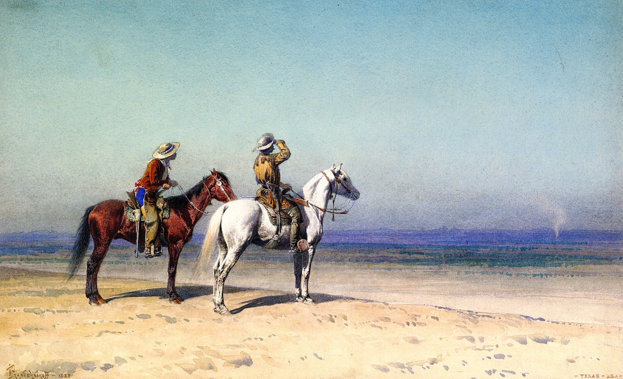 Smoke Signals on the Horizon, vintage artwork by Ivan Pranishnikoff, 12x8" (A4) Poster
