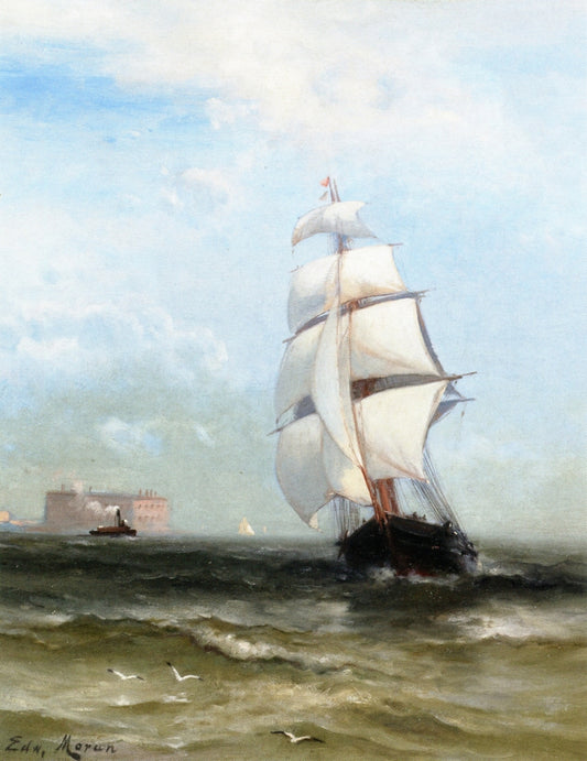 Lower New York Bay, vintage artwork by Edward Moran, 12x8" (A4) Poster