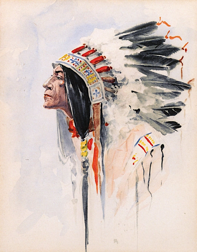 Indian Chief by Edgar Samuel Paxson,A3(16x12")Poster