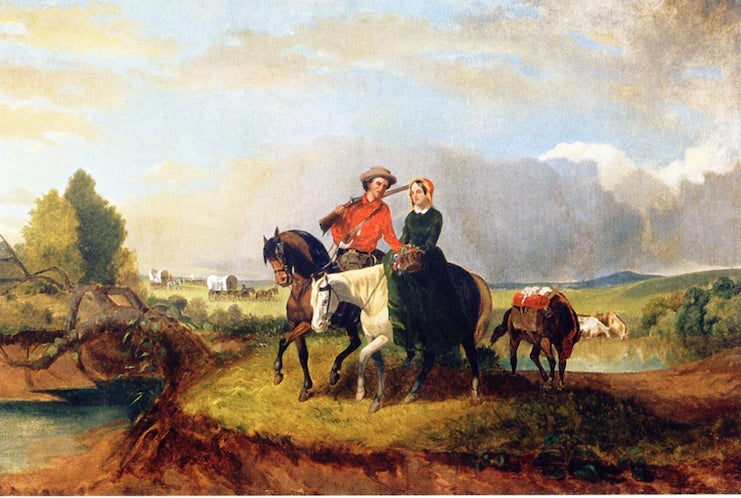 Wagon Train: Break in the Journey, vintage artwork by John Mix Stanley, A3 (16x12") Poster Print