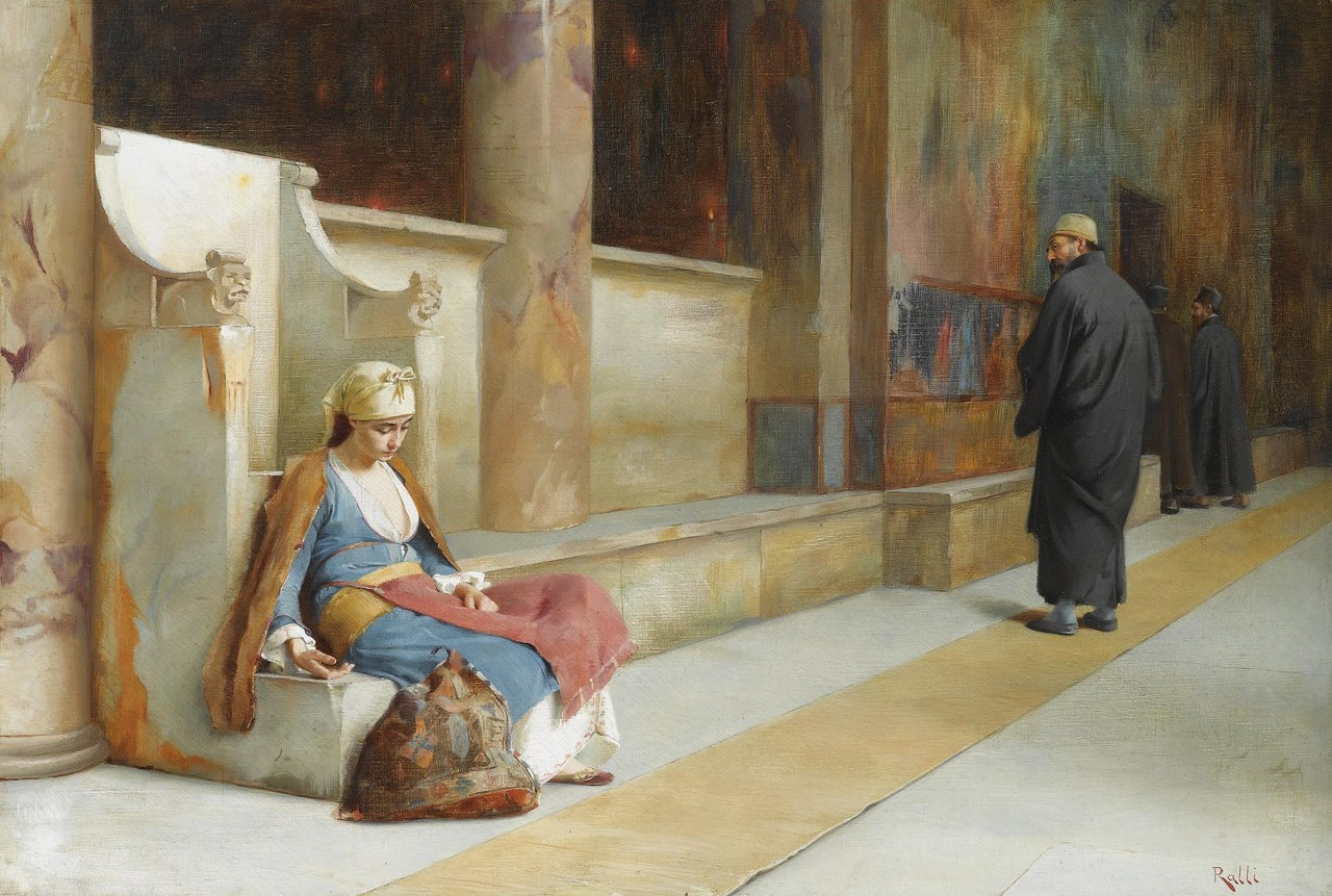 Resting in a Greek Monastery, vintage artwork by Theodoros Ralli, 12x8" (A4) Poster