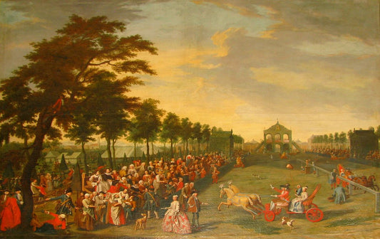 Carrousel Race at Schloss Fürstenried, vintage artwork by Peter Jacob Horemans, 12x8" (A4) Poster