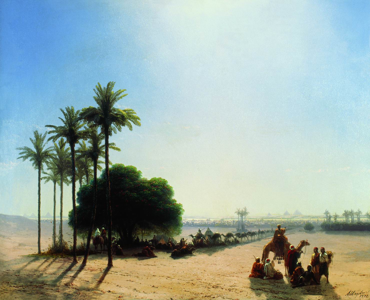 Caravan in the Oasis, Egypt, vintage artwork by Ivan Constantinovich Aivazovsky, A3 (16x12") Poster Print