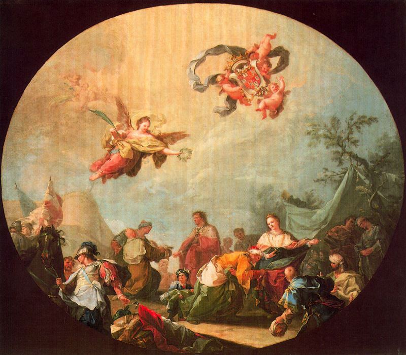 Allegory of Spanish State, vintage artwork by Francisco Bayeu y Subias, 12x8" (A4) Poster