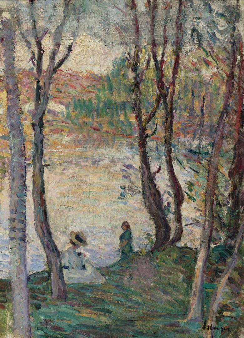 by  the river Yaudet, vintage artwork by Henri Lebasque, 12x8" (A4) Poster