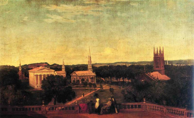New Haven Green, vintage artwork by Thomas P. Rossiter, A3 (16x12") Poster Print