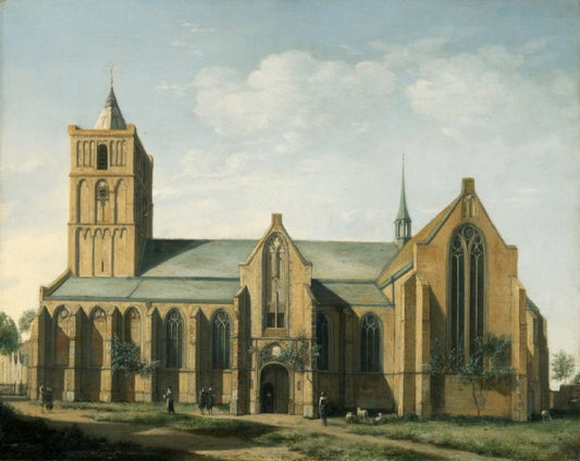 Church of Noordwijk, vintage artwork by Gerrit Adriaensz.Berckheyde, 12x8" (A4) Poster