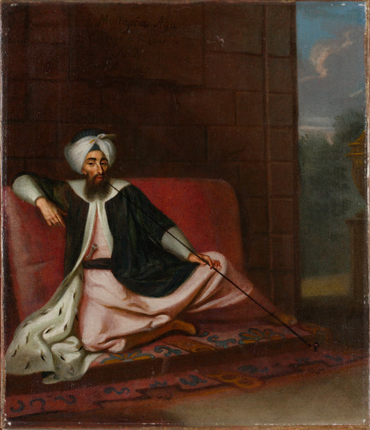 Portrait of Mustapha Aga, Emissary to the Swedish Court, vintage artwork by George Engelhardt Schroeder, 12x8" (A4) Poster