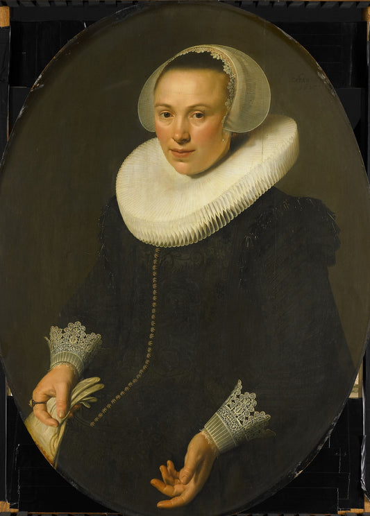 Maria Joachimsdr Swartenhont (1598-1631), Wife of Maerten Rey, vintage artwork by Nicolaes Eliasz. Pickenoy, 12x8" (A4) Poster