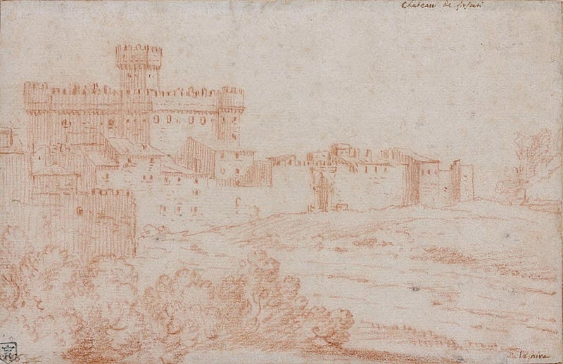 View of Frascati Castle, vintage artwork by Attributed to Nicolas Vleughels, 12x8" (A4) Poster