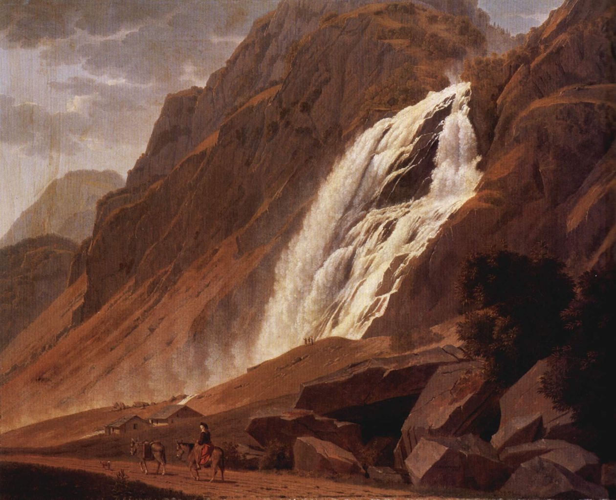 The Pissevachefall, vintage artwork by Johannes Jakob Biedermann, 12x8" (A4) Poster