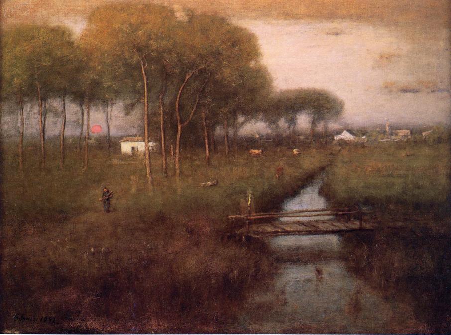 Early Moonrise, Tarpon Springs, vintage artwork by George Inness, 12x8" (A4) Poster