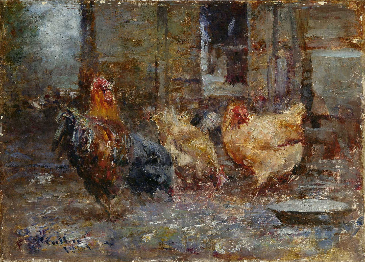 Chickens, vintage artwork by Frederick McCubbin, 12x8" (A4) Poster