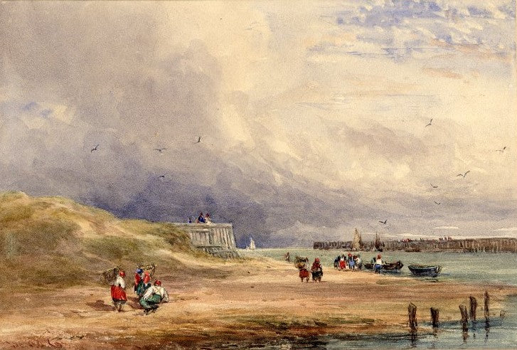 Calais Harbour, vintage artwork by David Cox, 12x8" (A4) Poster