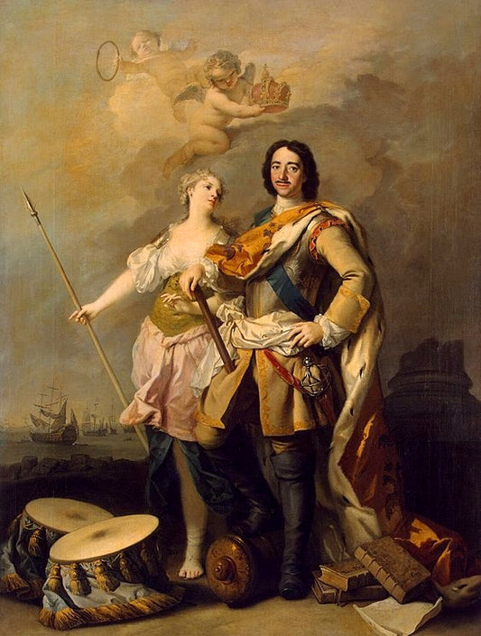 Peter the Great with Minerva, vintage artwork by Jacopo Amigoni, 12x8" (A4) Poster