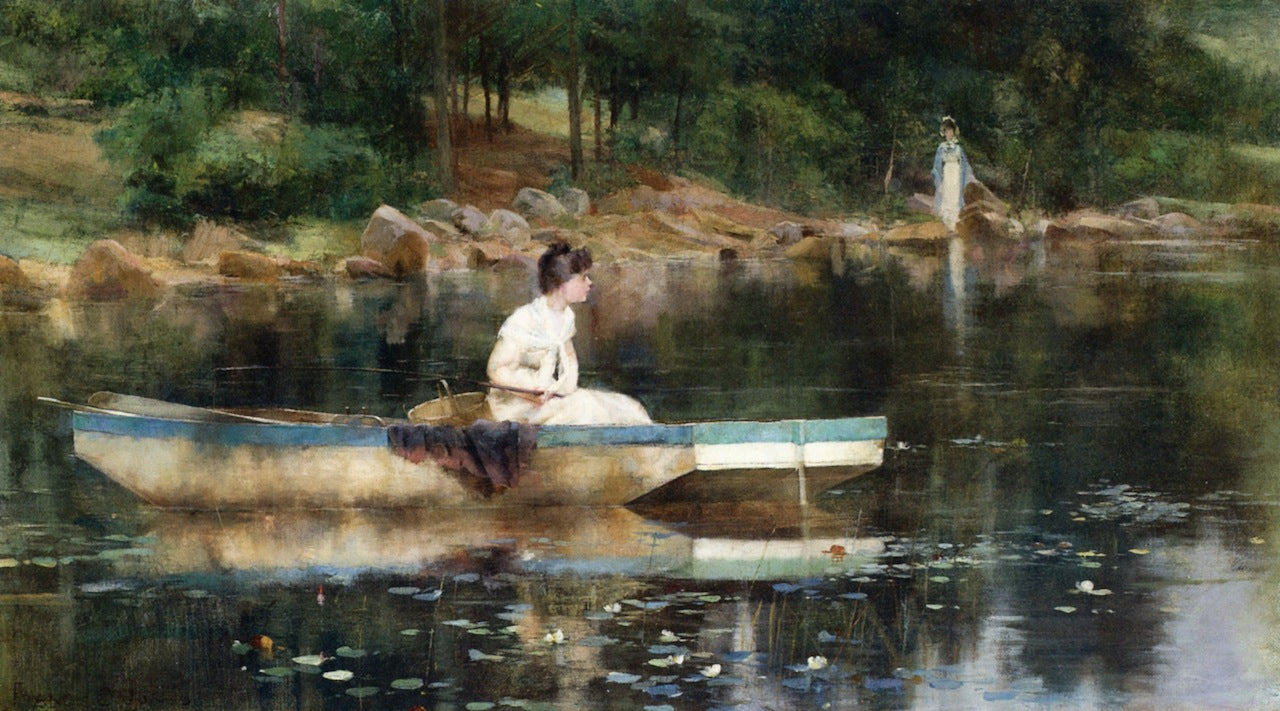 Woman Fishing, vintage artwork by Francis Coates Jones, 12x8" (A4) Poster