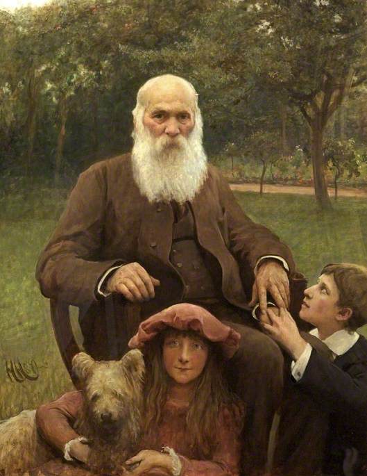 Lorenz Herkomer, Siegfried and Elsa, vintage artwork by Hubert von Herkomer, 12x8" (A4) Poster