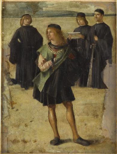 Detail from Return of the Ambassadors (after Vittore Carpaccio), vintage artwork by Jean-Jacques Henner, 12x8" (A4) Poster