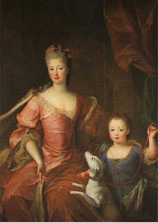 Elisabeth Charlotte d'Orleans with her oldest son, Louis de Lorraine, vintage artwork by Pierre Gobert, 12x8" (A4) Poster