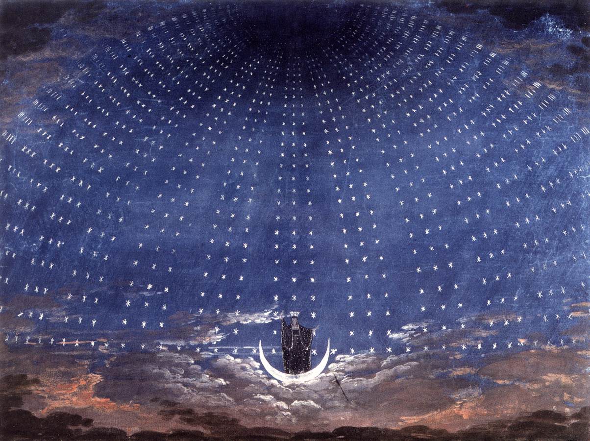 Stage set for Mozart's Magic Flute, vintage artwork by Karl Friedrich Schinkel, 12x8" (A4) Poster