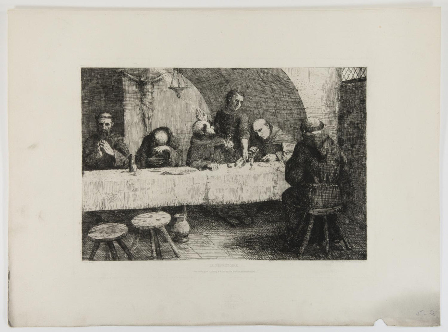The Refectory, vintage artwork by Alphonse Legros, 12x8" (A4) Poster