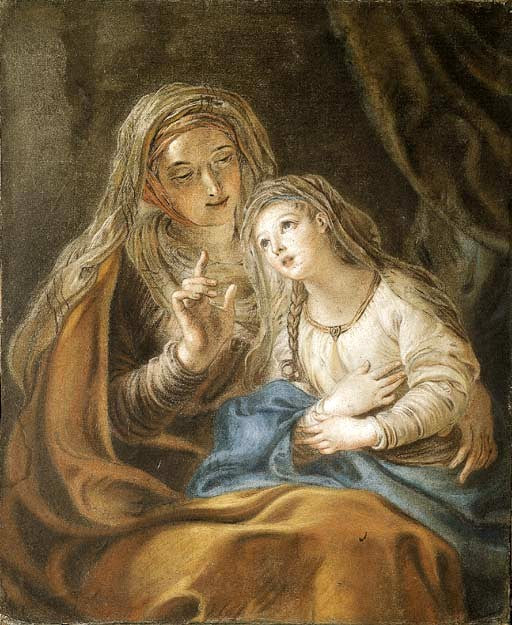 The Education of the Virgin (study), vintage artwork by Charles-Antoine Coypel IV, 12x8" (A4) Poster