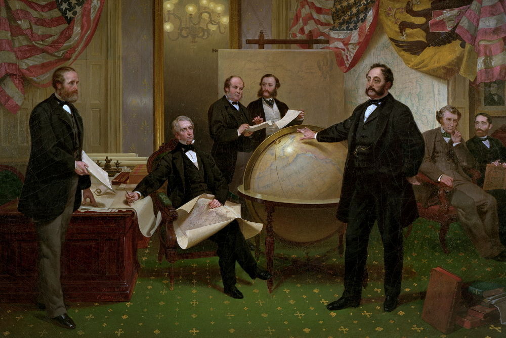 Signing the Alaska Treaty of Cessation, vintage artwork by Emanuel Gottlieb Leutze, A3 (16x12") Poster Print