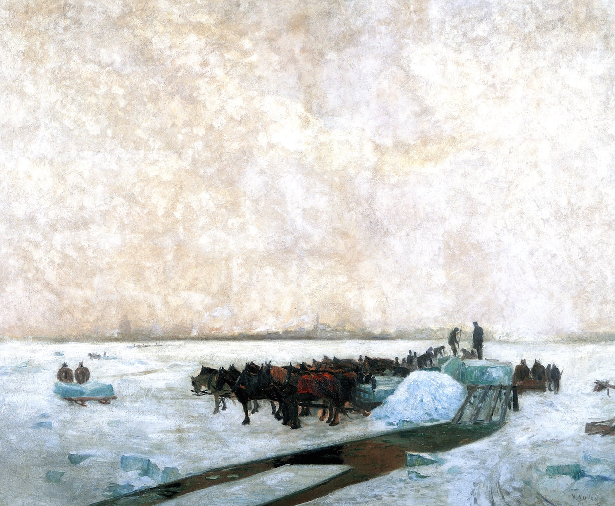 Ice Harvest, vintage artwork by Maurice Cullen, 12x8" (A4) Poster