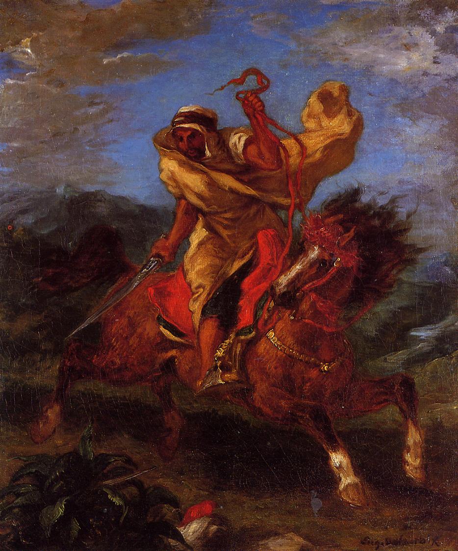 An Arab Horseman at the Gallop, vintage artwork by Eugène Delacroix, A3 (16x12") Poster Print
