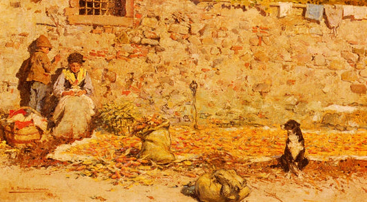 Preparations of the Corn, vintage artwork by Mariano Barbasan Lagueruela, 12x8" (A4) Poster