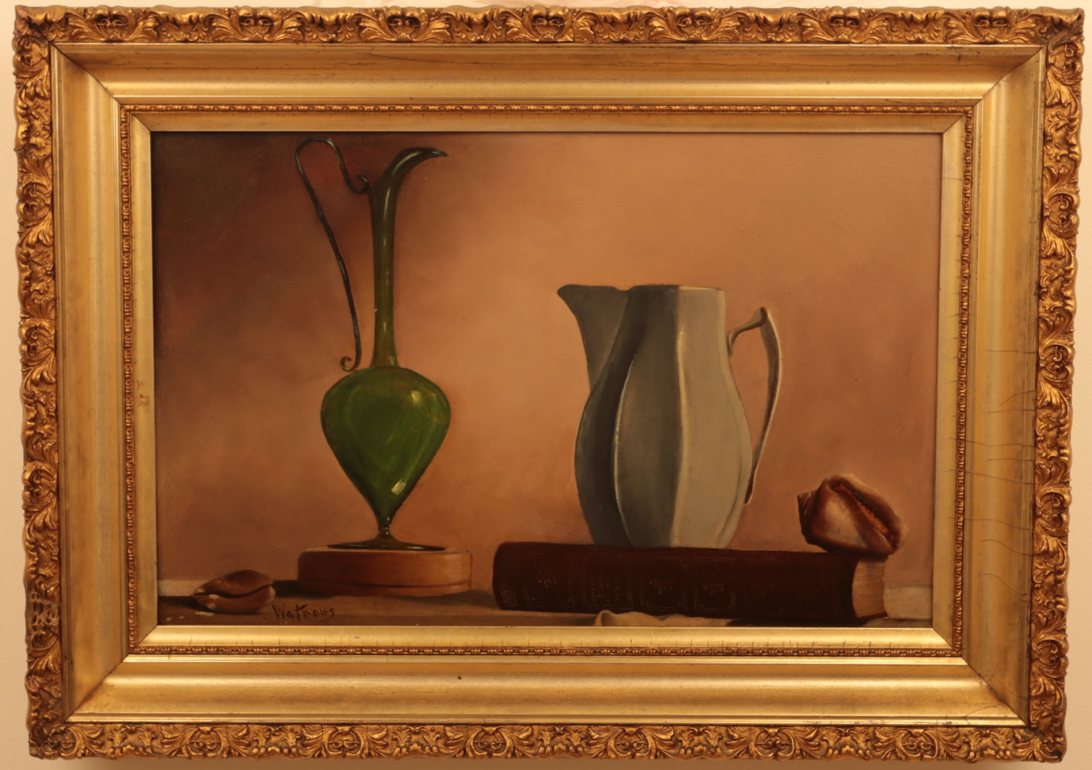 Pitcher, Vase and Seashells, vintage artwork by Harry Wilson Watrous, 12x8" (A4) Poster