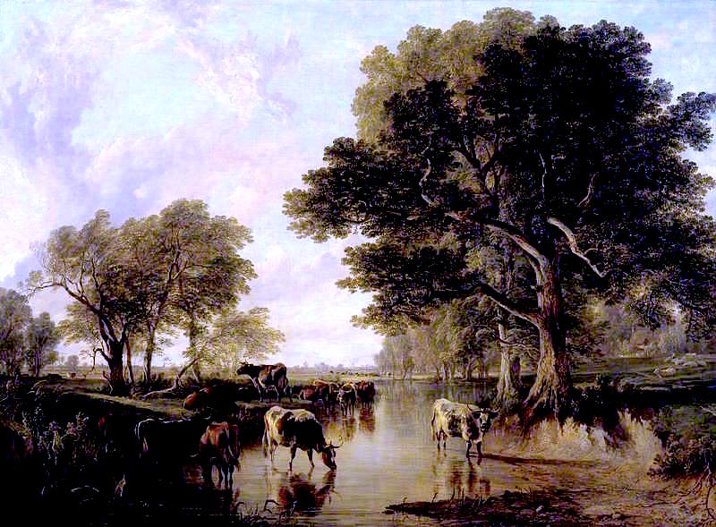 Evening in the Meadows, vintage artwork by Frederick Richard Lee, A3 (16x12") Poster Print