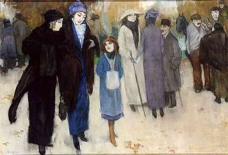 Leaving the Theater, vintage artwork by Leo Gestel, 12x8" (A4) Poster