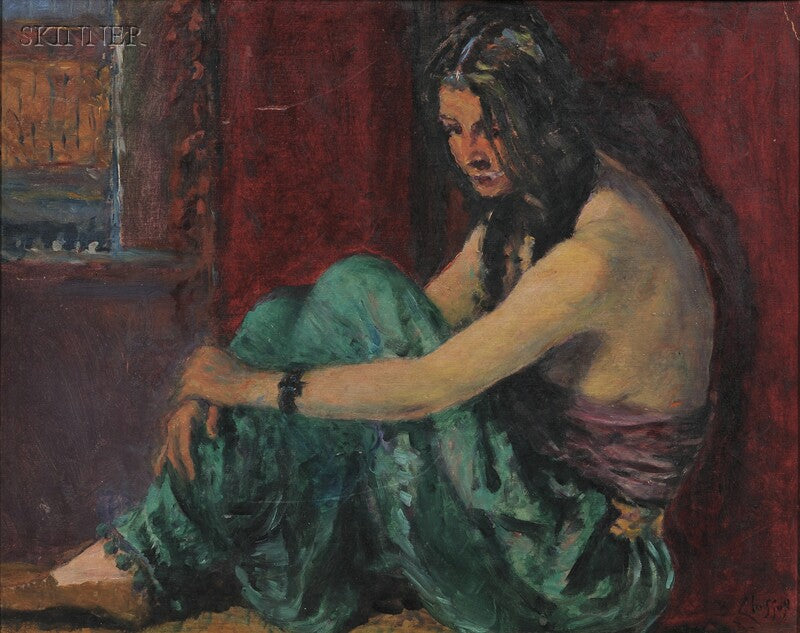 Model in Green Harem Pants, vintage artwork by William Baxter Palmer Closson, 12x8" (A4) Poster