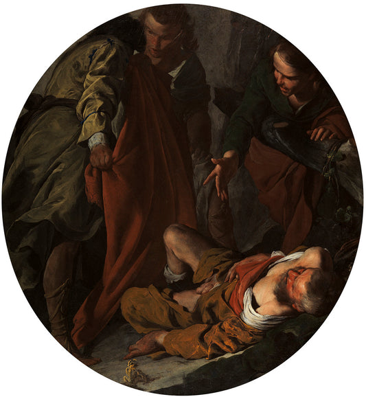 The Drunkeness of Noah, vintage artwork by Bernardo Cavallino, 12x8" (A4) Poster