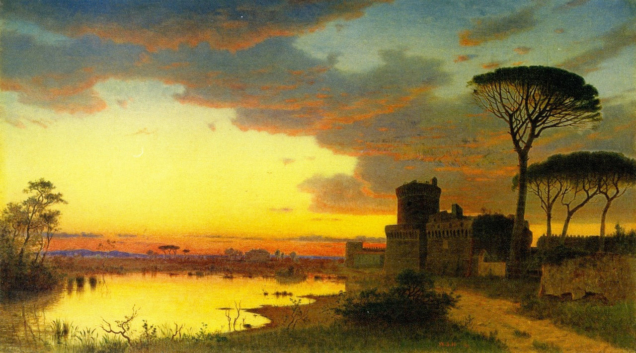 Castle at Ostia, Lazio, Italy, vintage artwork by William Stanley Haseltine, 12x8" (A4) Poster