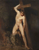 Academic Study of a Male Nude in the Same Pose as a Figure in Michelangelo's Last Judgement, vintage artwork by John Constable, 12x8" (A4) Poster