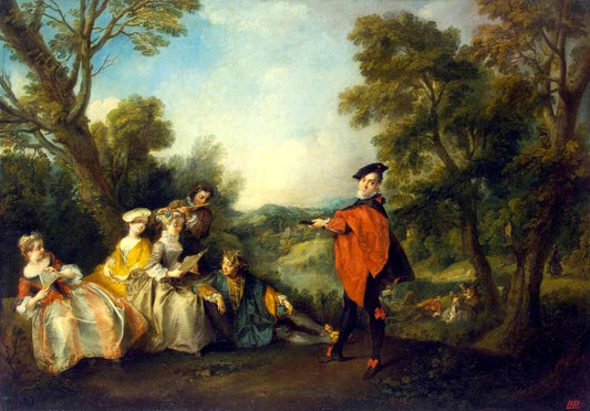 Concert in the Park, vintage artwork by Nicolas Lancret, 12x8" (A4) Poster