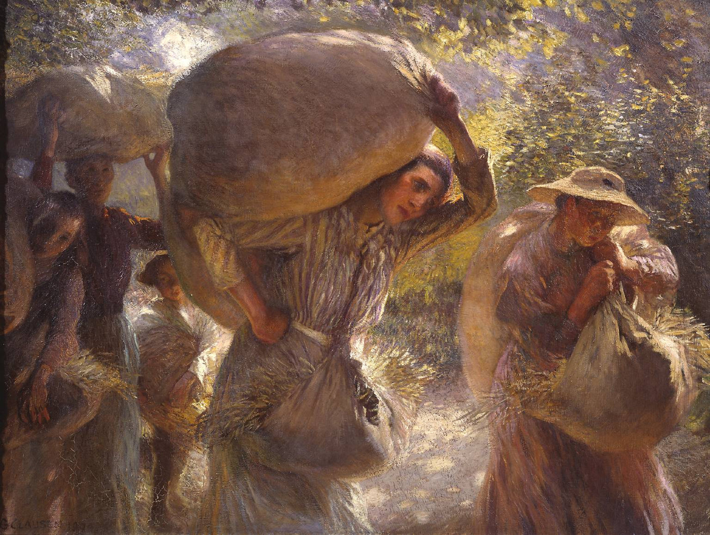 Gleaners Coming Home, vintage artwork by Sir George Clausen, R.A., R.W.S., R.I., 12x8" (A4) Poster